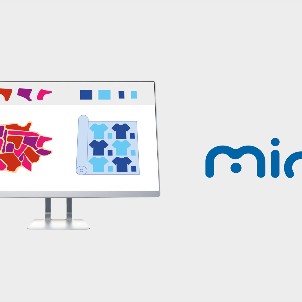 Computer screen displaying abstract colorful shapes and patterns next to the blue 'mind' logo. Computer screen displaying abstract colorful shapes and patterns next to the blue 'mind' logo.