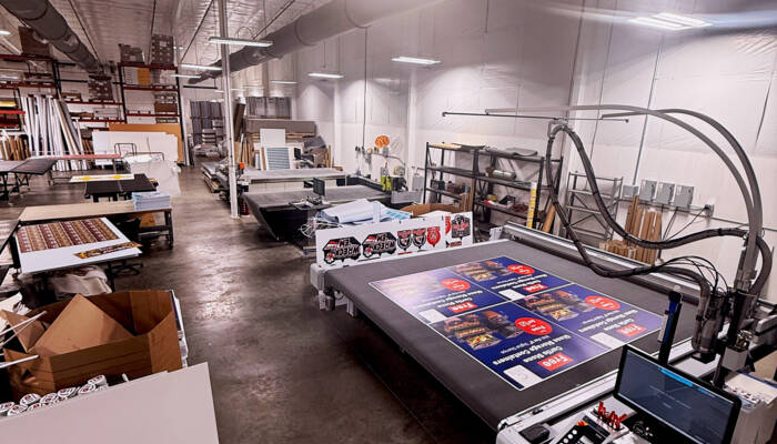 Slate Group’s finishing department with the Zünd G3 in the foreground. Slate Group’s finishing department with the Zünd G3 in the foreground.