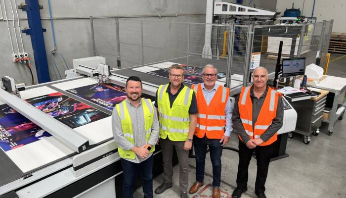 Nathan Brown (IVE Group), Stuart Gittus (IVE Group), Dale Hawkins (Zünd Australia), and William Berlowitz (Zünd Australia) IVE_Group_ZAU